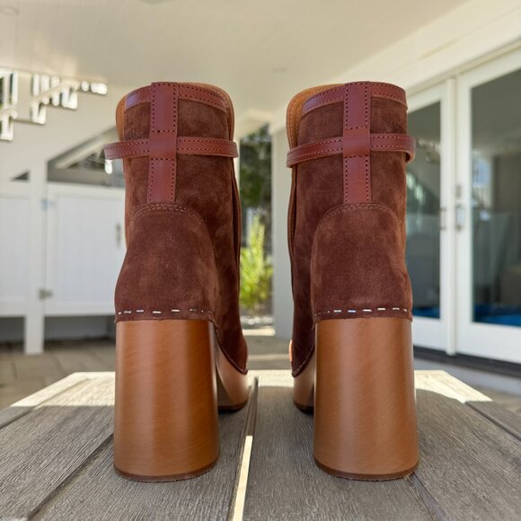 New Swedish Hasbeens Sophisticated Jodhpur Suede Clog Boots Brown EUR 39 - Picture 11 of 14